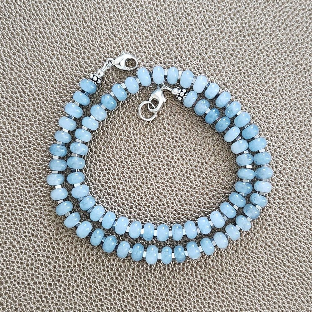 SKY BLUE JADE NECKLACE--16"